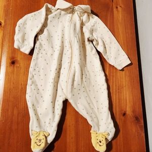 Disney 0-3m Cream One Piece with Pooh Bear Feet